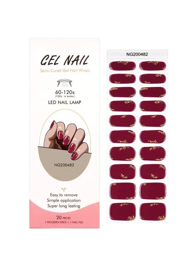 مجموعة كاملة من ملصقات جل الأظافر الممتازة مع معالجة بالأشعة فوق البنفسجية/LED | مجموعة عالية الجودة مع مبرد أظافر، ووسادات تنظيف، وأدوات خشبية، بجودة صالونات التجميل، سهلة الإزالة - Image 1